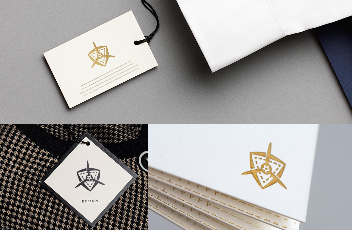 JUST BRAND Iconic Propeller Symbol on Premium Business Card Mockup