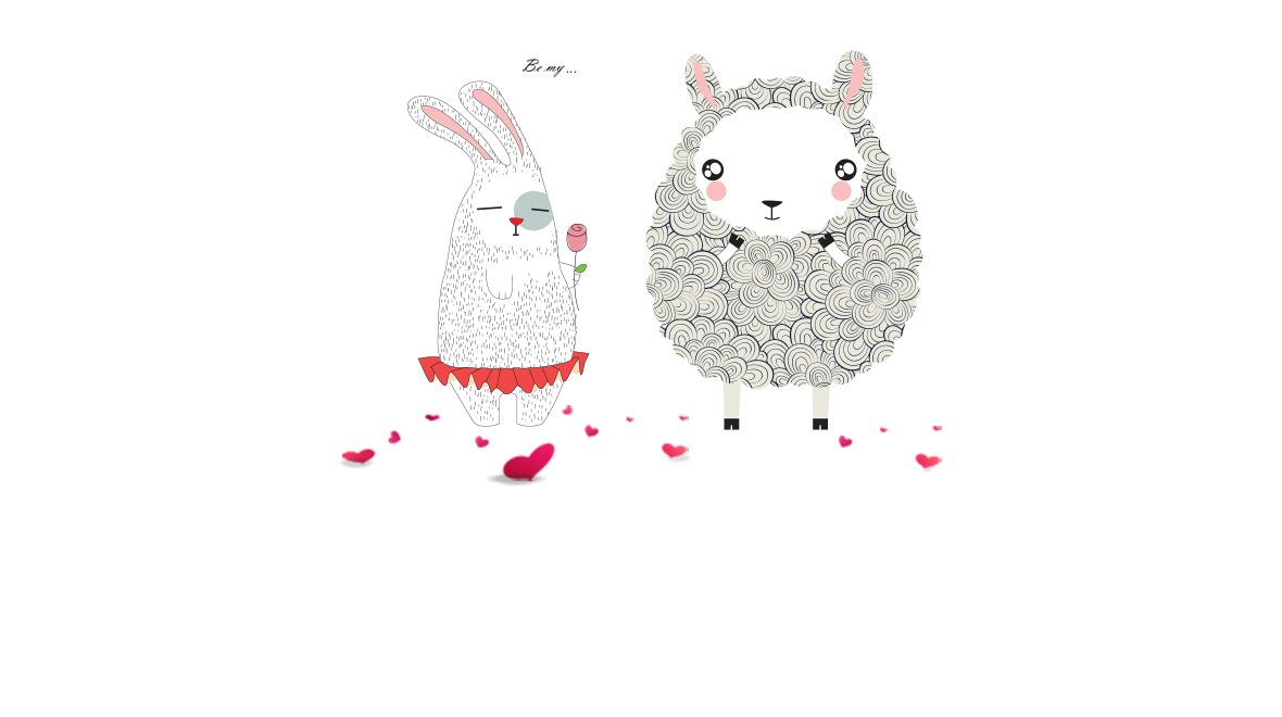 JUST BRAND Character, a rabbit and a sheep